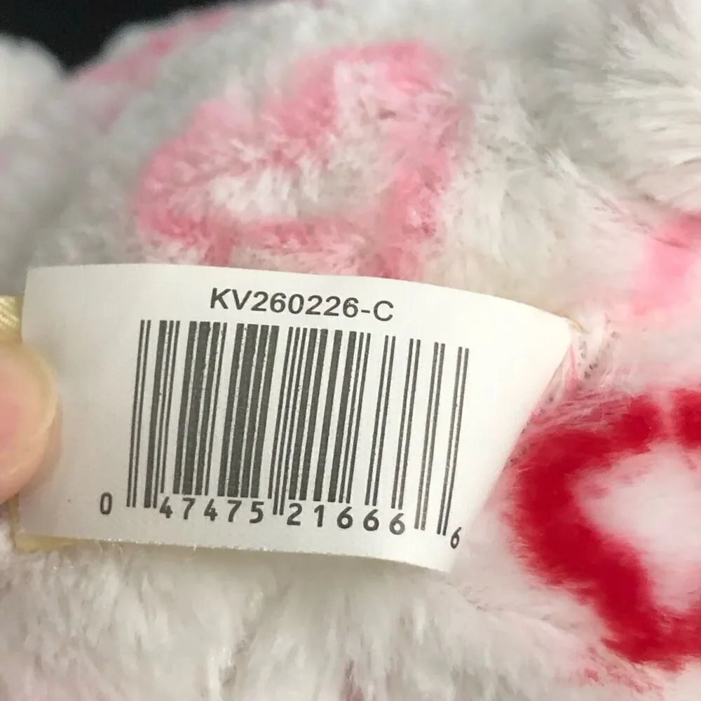 white pink hearts‎ teddy bear valentines sweetheart ribbon bear soft 8 inch